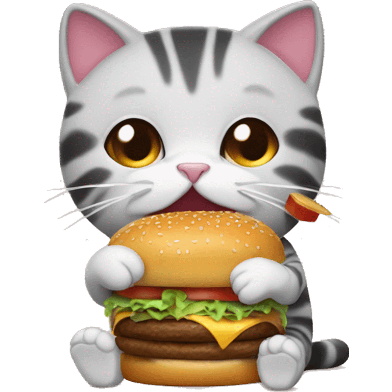 gatito comiendo hamburguesa emoji