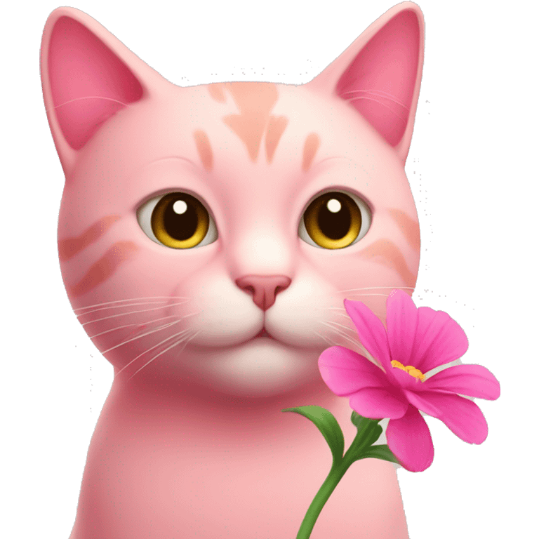 Pink cat with a flower emoji