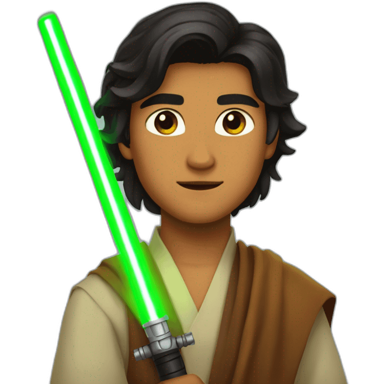 Ezra bridger long hair with green lightsaber emoji