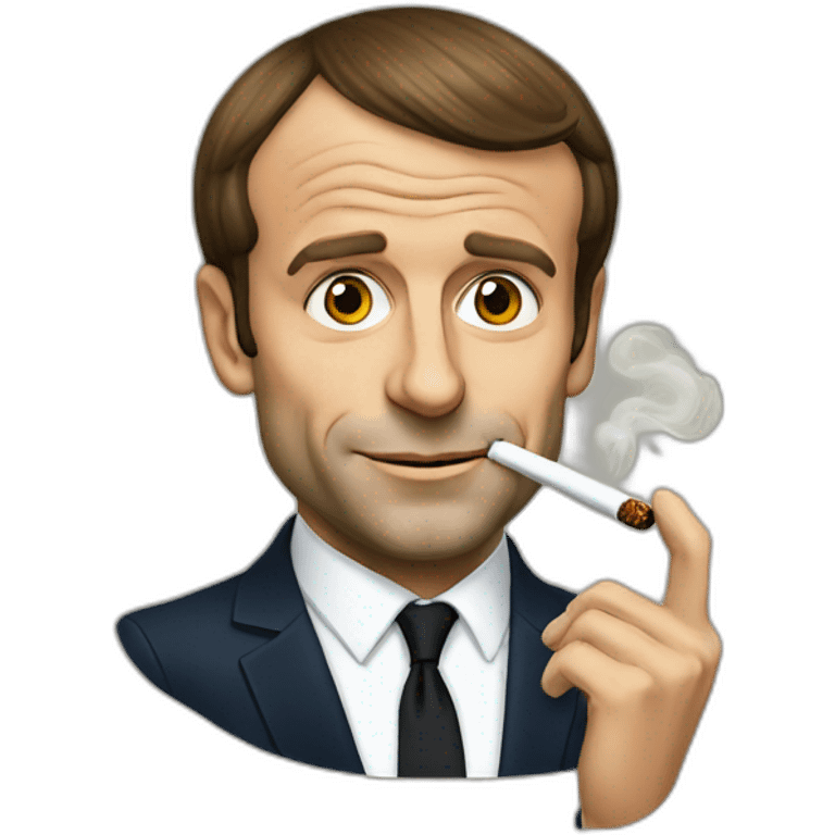 Emmanuel Macron playing poker and smoking cigar emoji