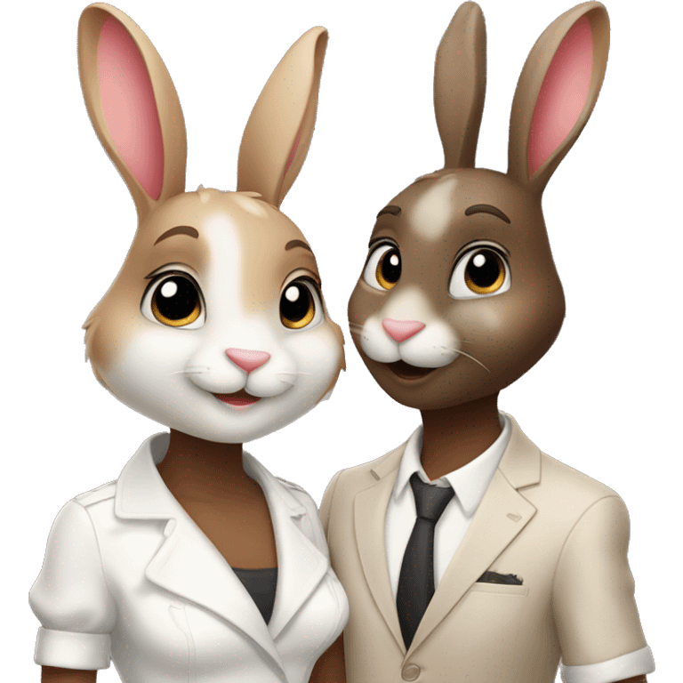 two stylish bunnies in love emoji