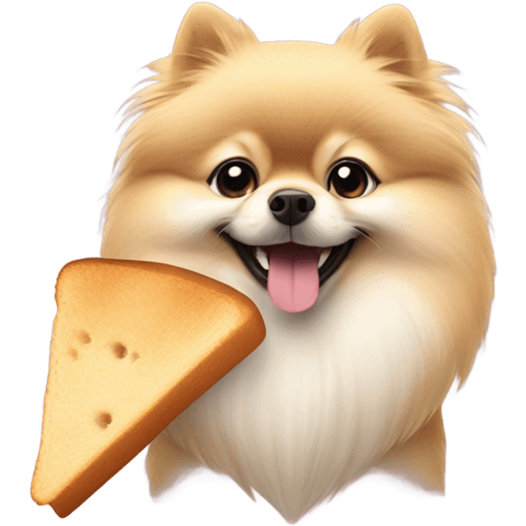 Pomeranian eating a slice of bread emoji