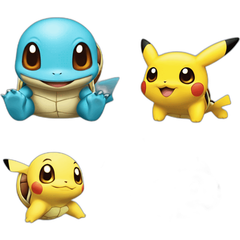 squirtle and pikachu side by side emoji