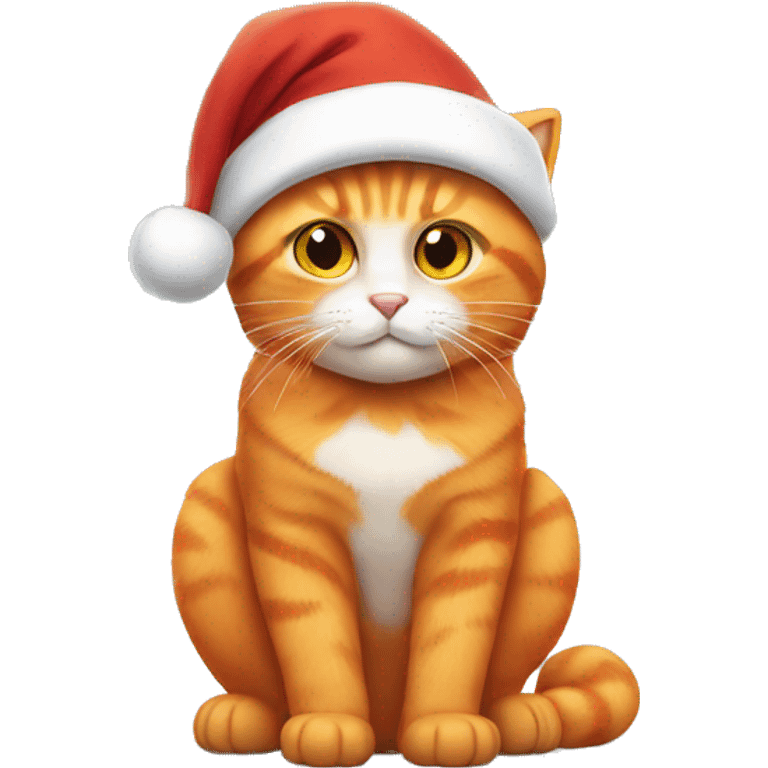 Orange cat wearing Santa hat emoji