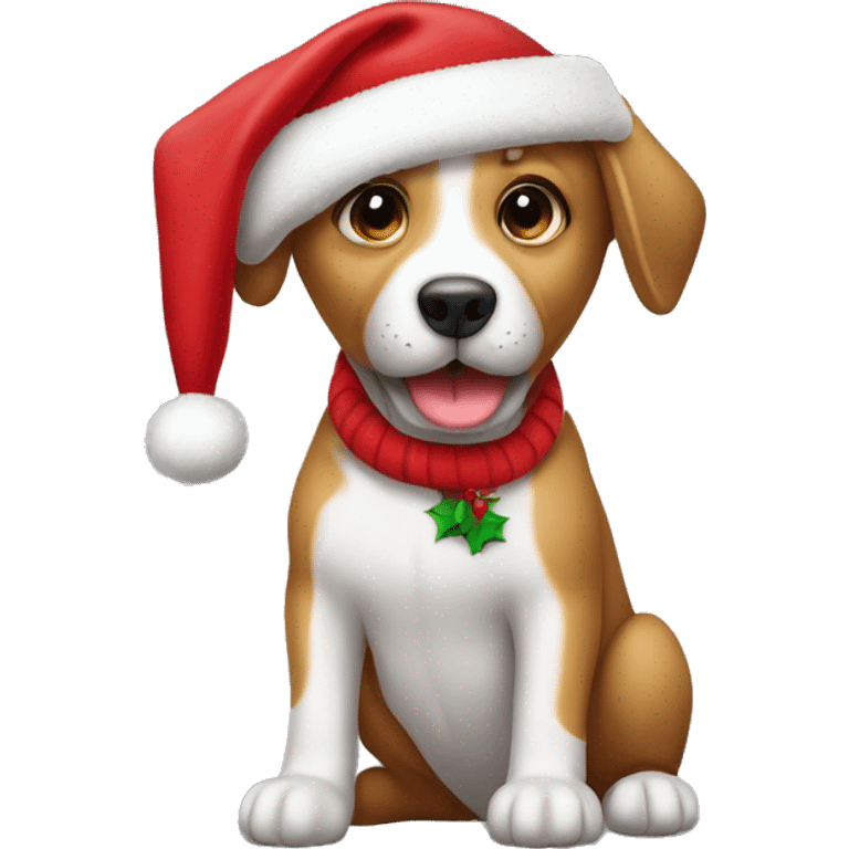 Perro con gorro de navidad  emoji