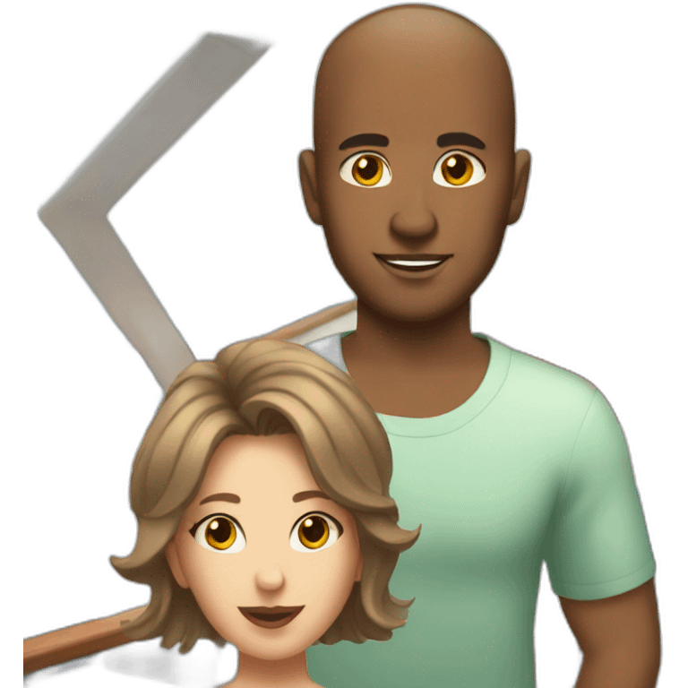 brown guy with shaved hair on a yacht with girls emoji