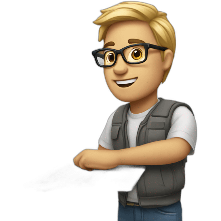 white male nerd with a macbook emoji