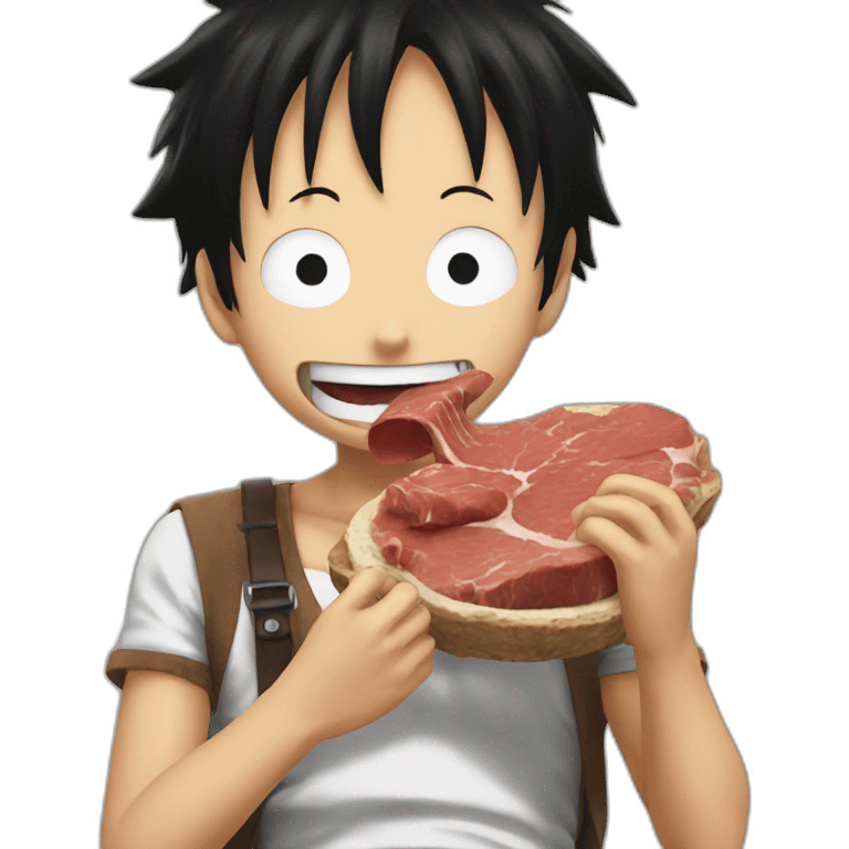 Luffy eating meat emoji