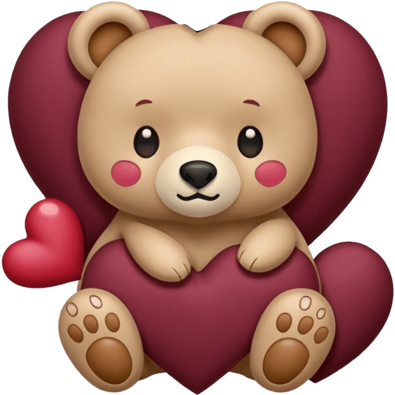 Beige heart and bear burgundy  emoji