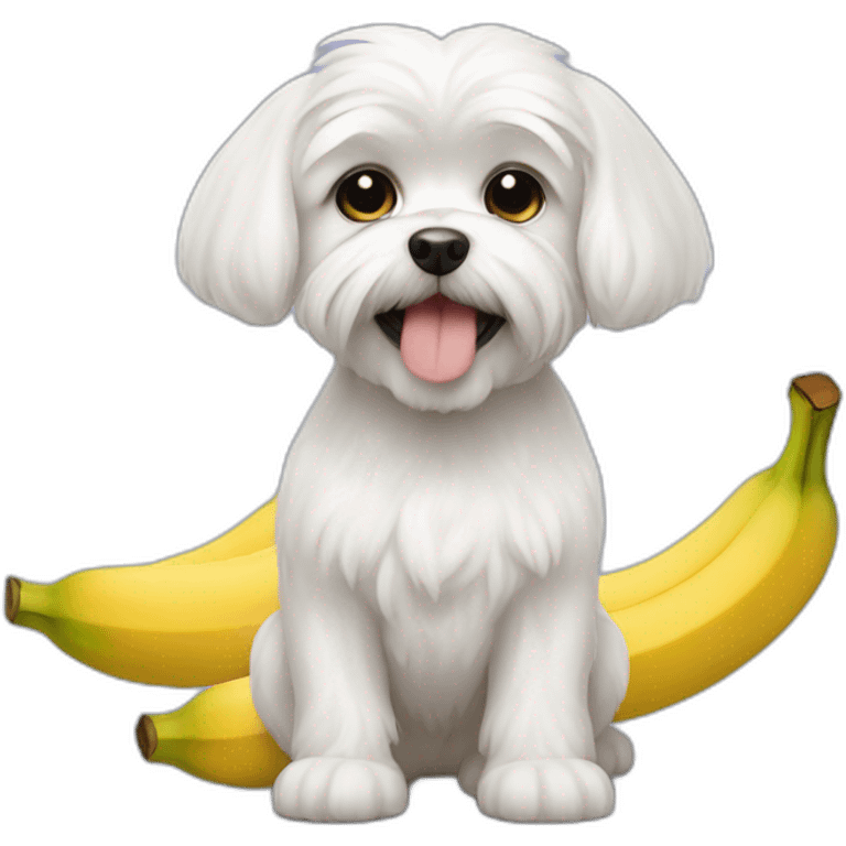 dog maltese with banana emoji