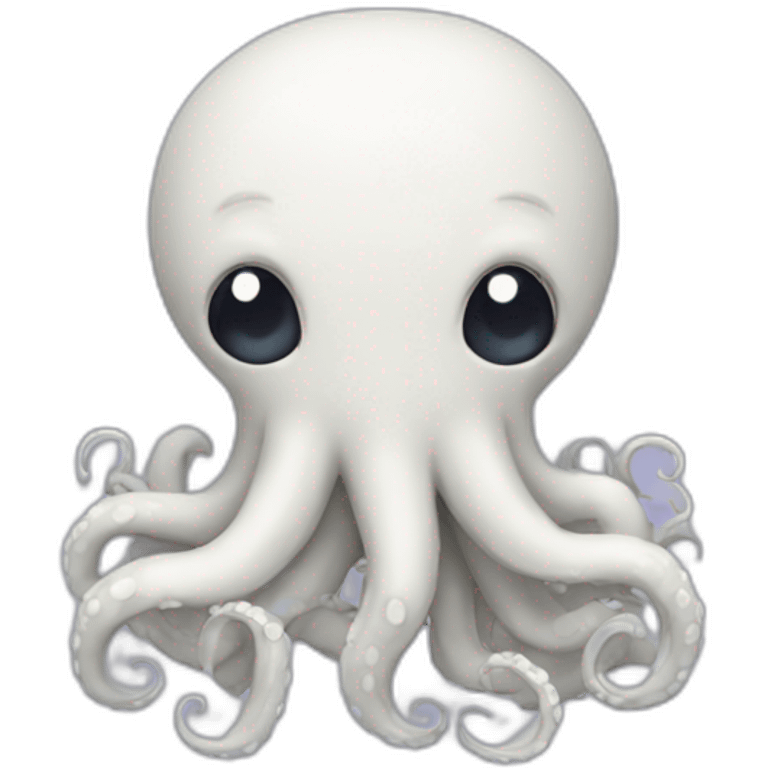 cute white kraken with cute face shy blushing emoji