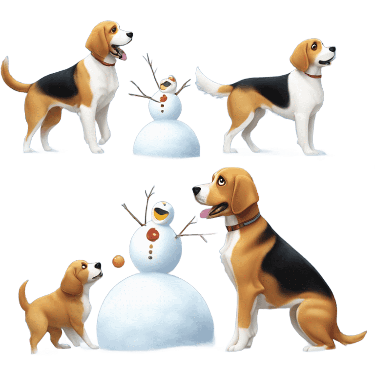 Two dogs  building a snowman emoji