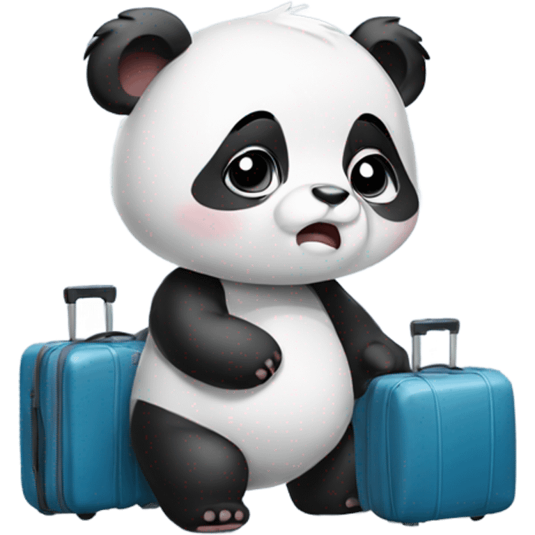 Baby panda sad carrying luggage emoji