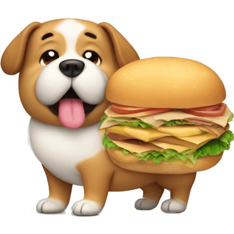 fat dog with a sandwich  emoji