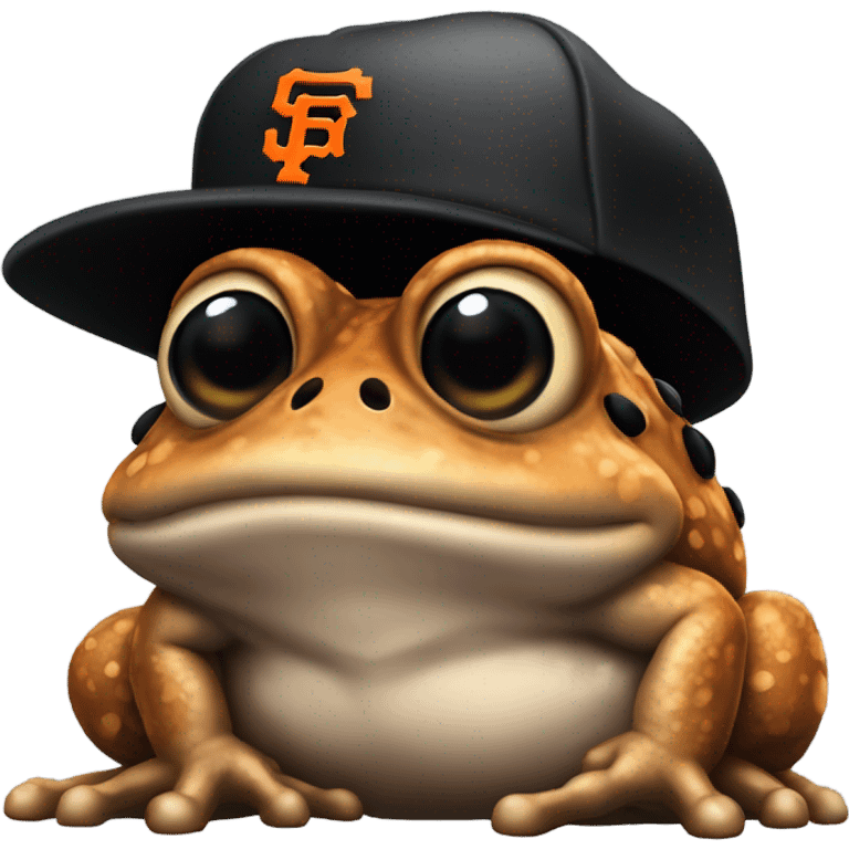 Brown toad with black San Francisco Giants hat side view  emoji