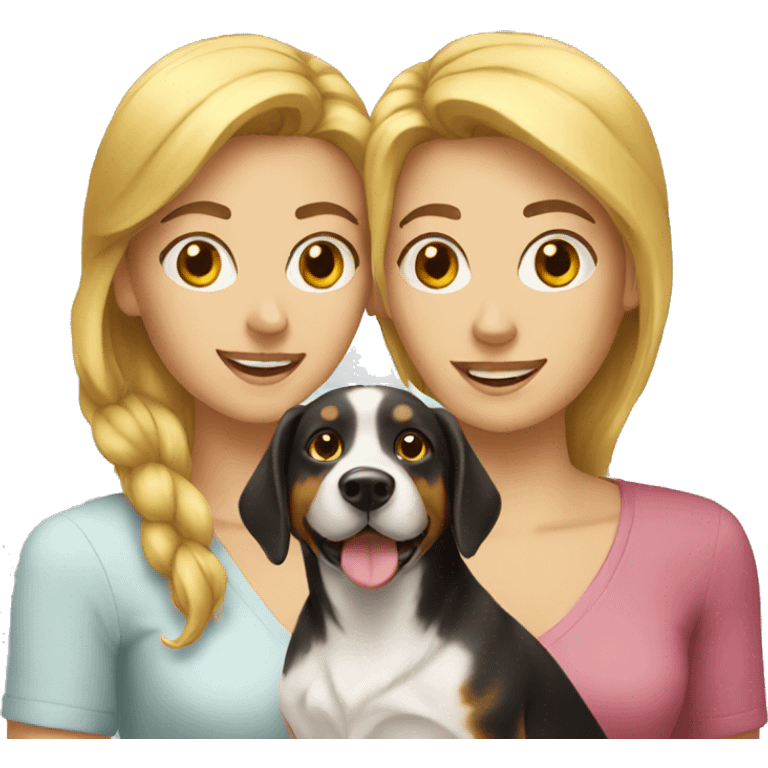 two women with a dog emoji