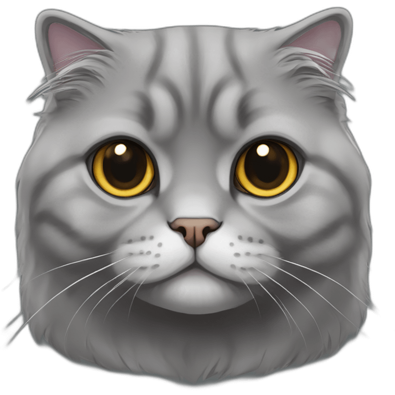 all darkgrey Scottish Fold Cat long hair broken ear emoji