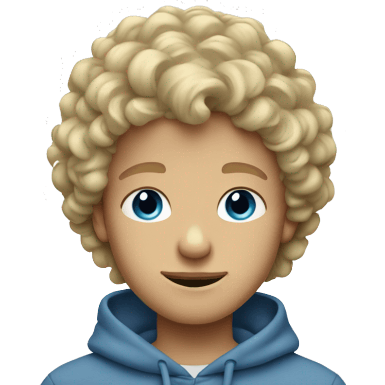 make a blond boy with curly hair and blue eyes and a grey sweatshirt on emoji