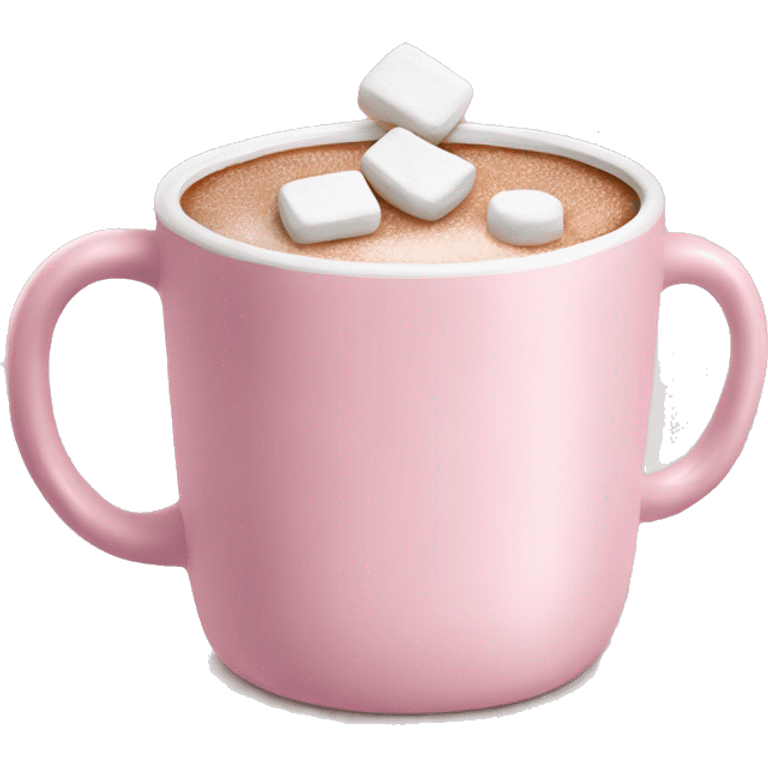 Light Pink mug of hot chocolate with marshmallows  emoji