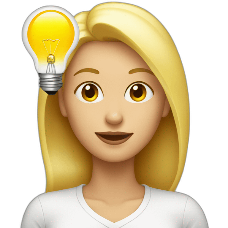 blonde woman with a lightbulb above her head emoji