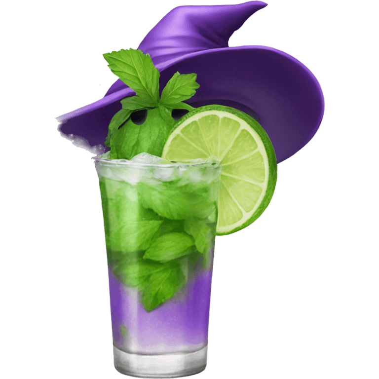 Mojito with purple witch hat emoji