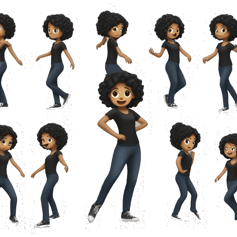 Girl with black hair dancing  emoji