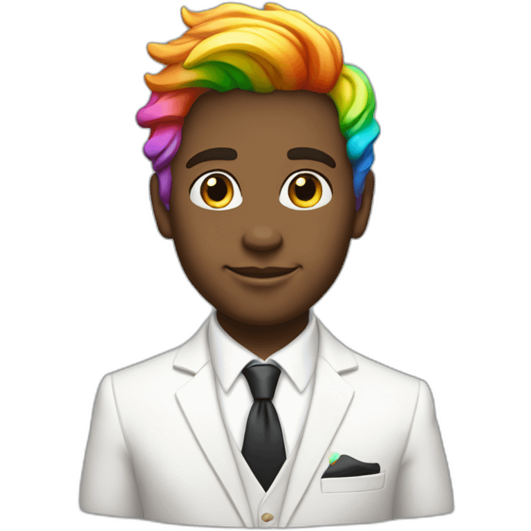 Posh-boy-with-white-suit-and-rainbow-unicorn-hair emoji