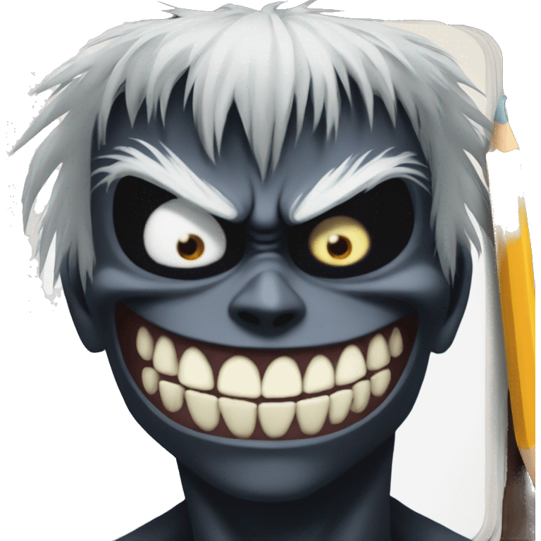 ryuk from death note that not smiling and looking in front off emoji