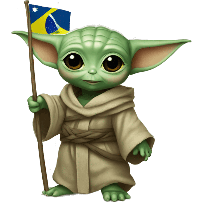  Baby Yoda holding the Brazilian flag emoji