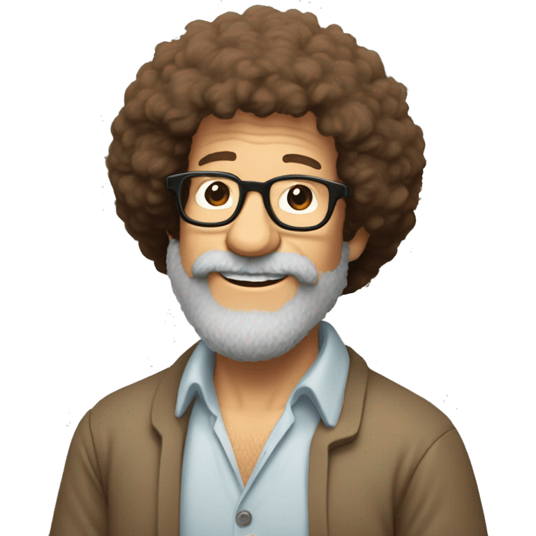 bob ross choosing between two sets of glasses, trying them on emoji