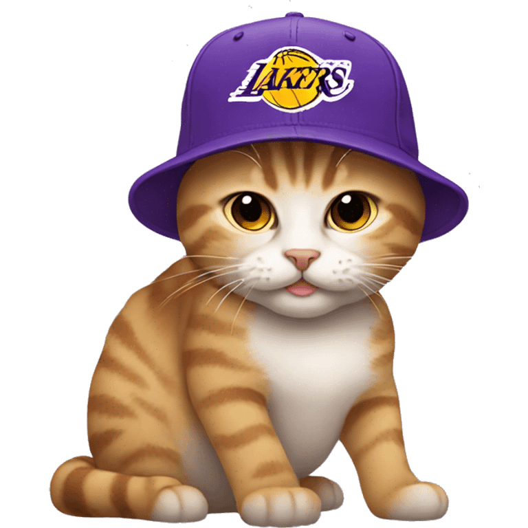 Cat wearing a lakers hat emoji