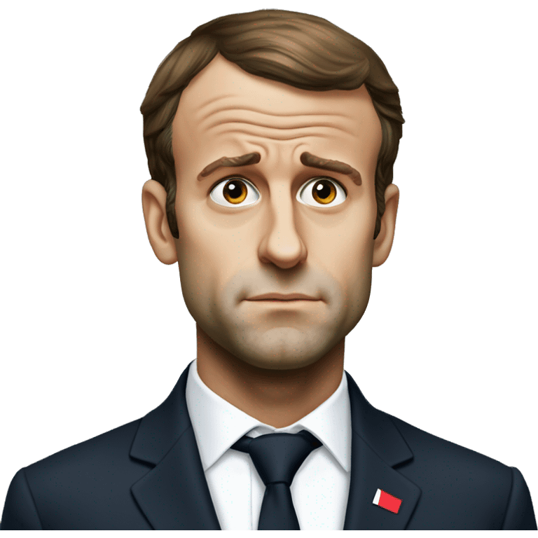 photorealistic Emmanuel Macron sad emoji