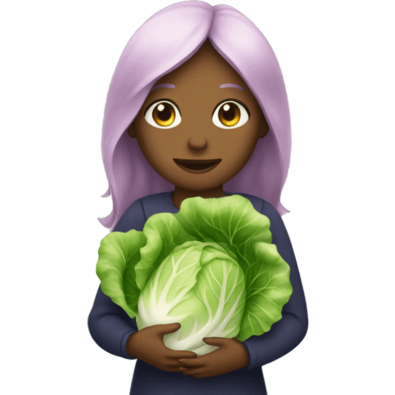 Girl hold in hands a cabbage  emoji