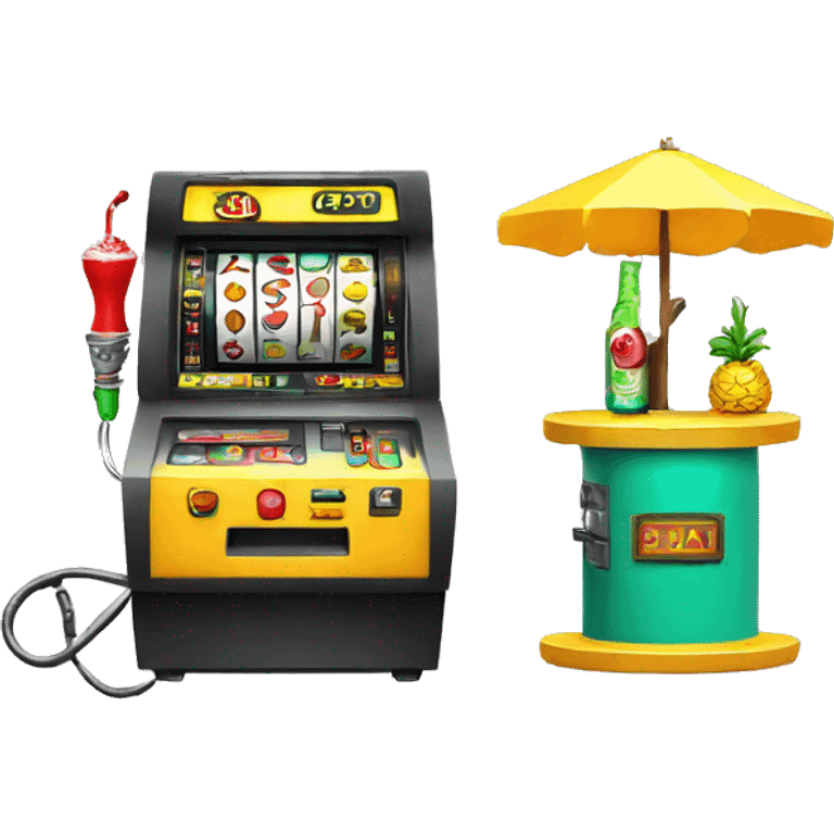 A hookah on a slotmachine and a taxi emoji