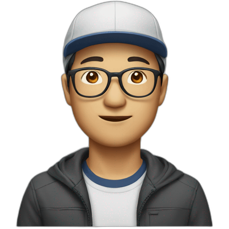 Chinese man in specs and cap emoji