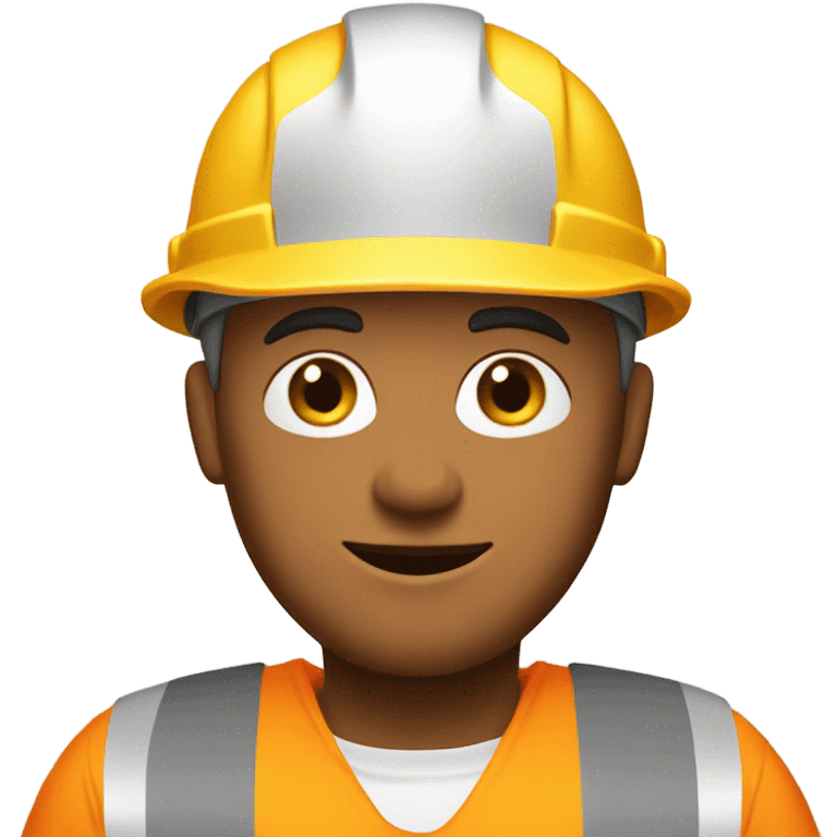 Construction worker wearing orange shirt with yellow sleeves and yellow hard hat. emoji