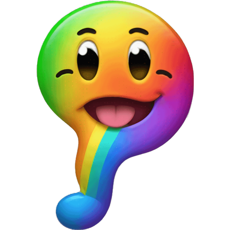 A rainbow-colored emoji sticking out its tongue emoji