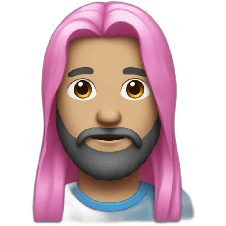 Bearded man blue and pink long hair emoji