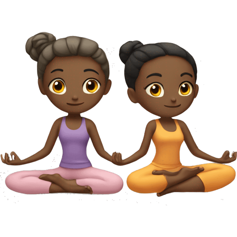 two girls doing yoga poses emoji