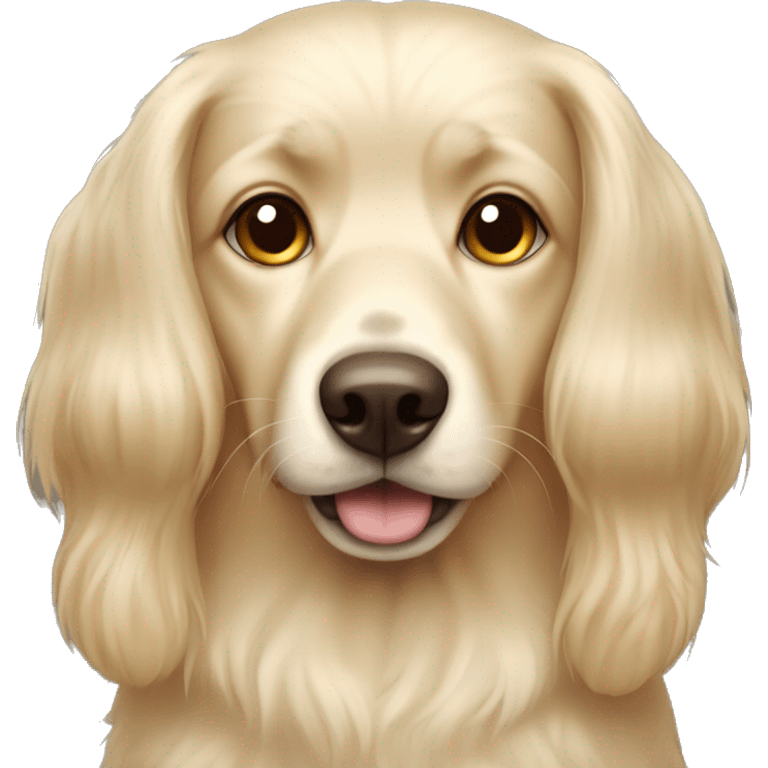 blonde dog with brown eyes and long hair emoji