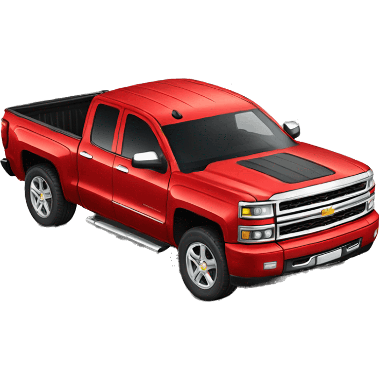 Red 4 door silverado with shiny wheels  emoji