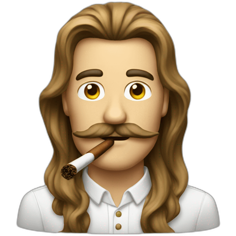 Man with very long hair mustache and cigar emoji