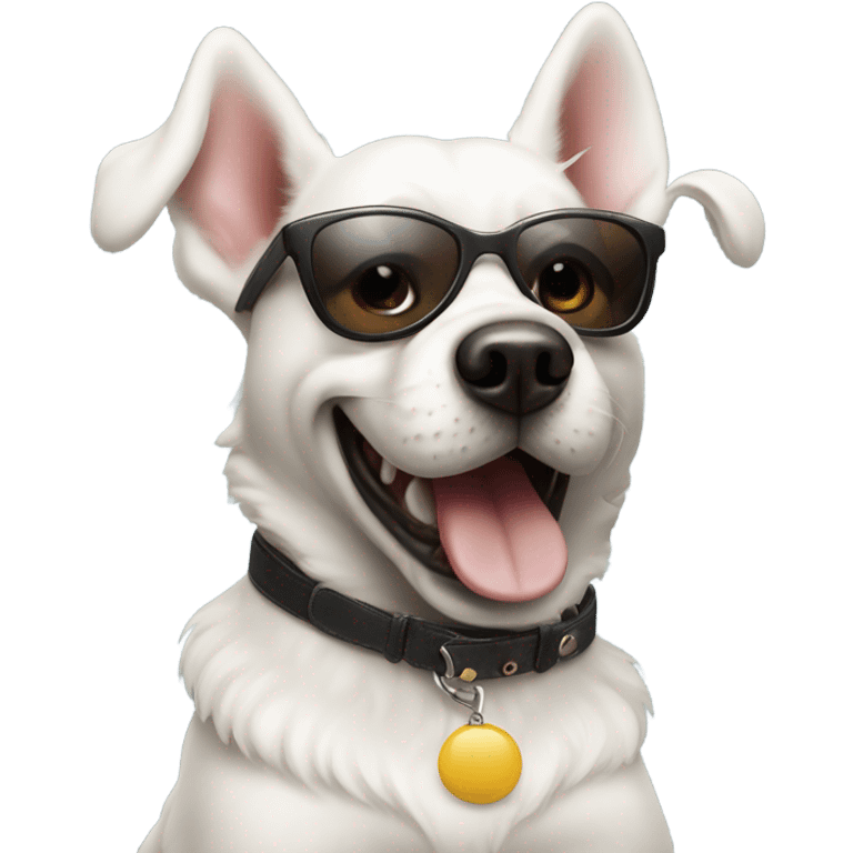 Dog with sunglasses dancing emoji