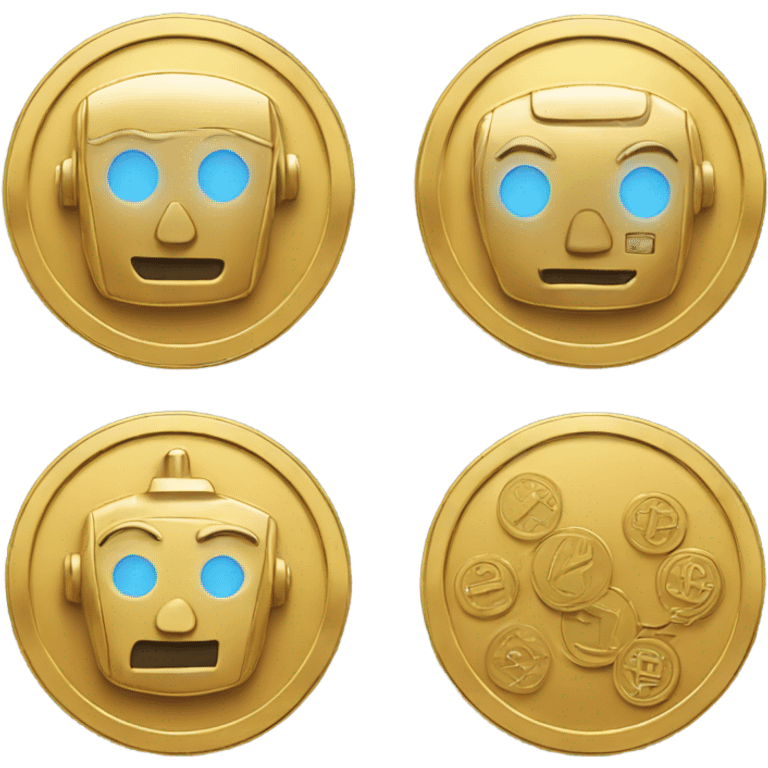 golden coin with robot design emoji