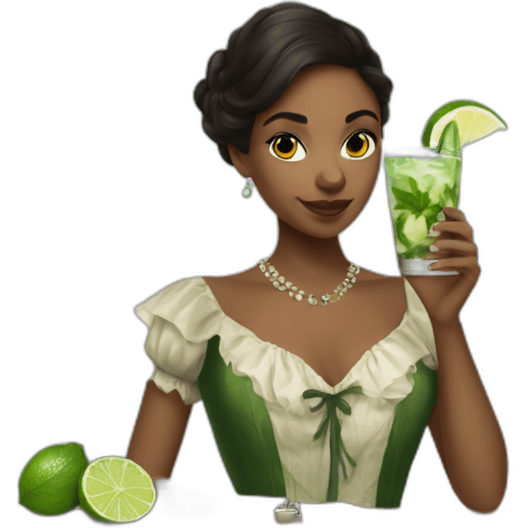 argentine girl in sherlock holmes dresses drinking mojito emoji