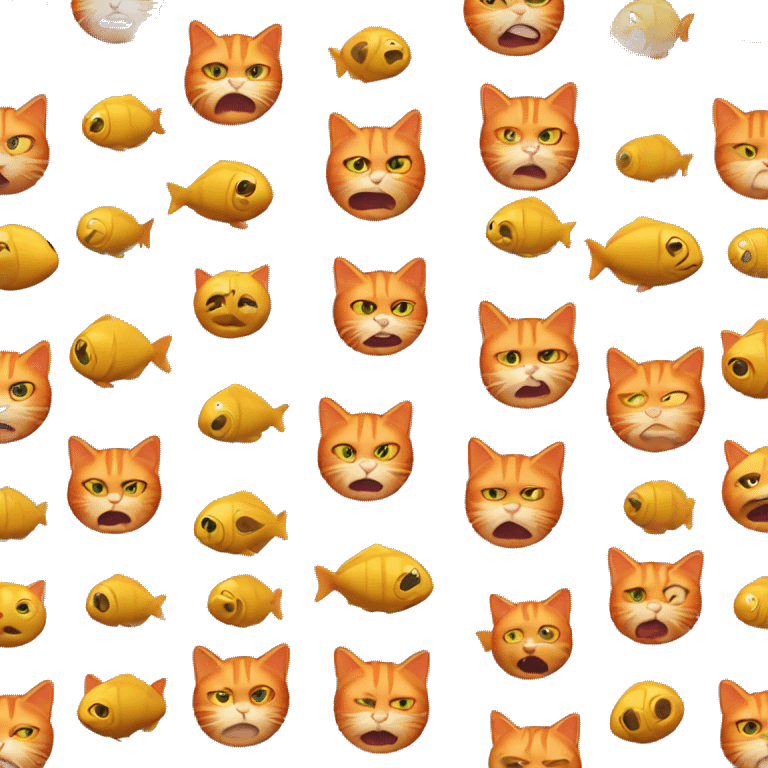 An impudent ginger cat with a fish emoji