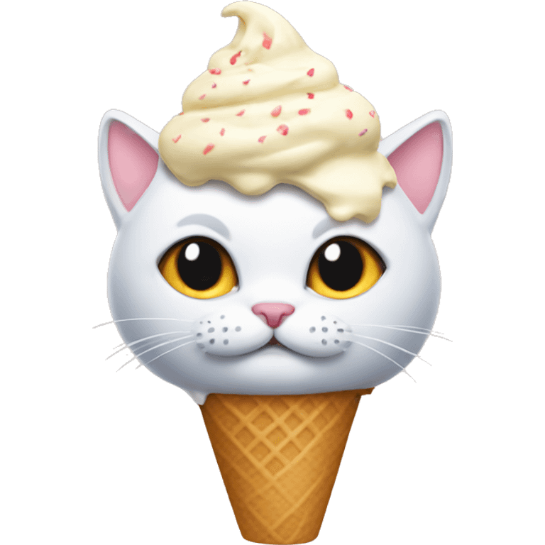 Cat with ice cream on top of his head emoji