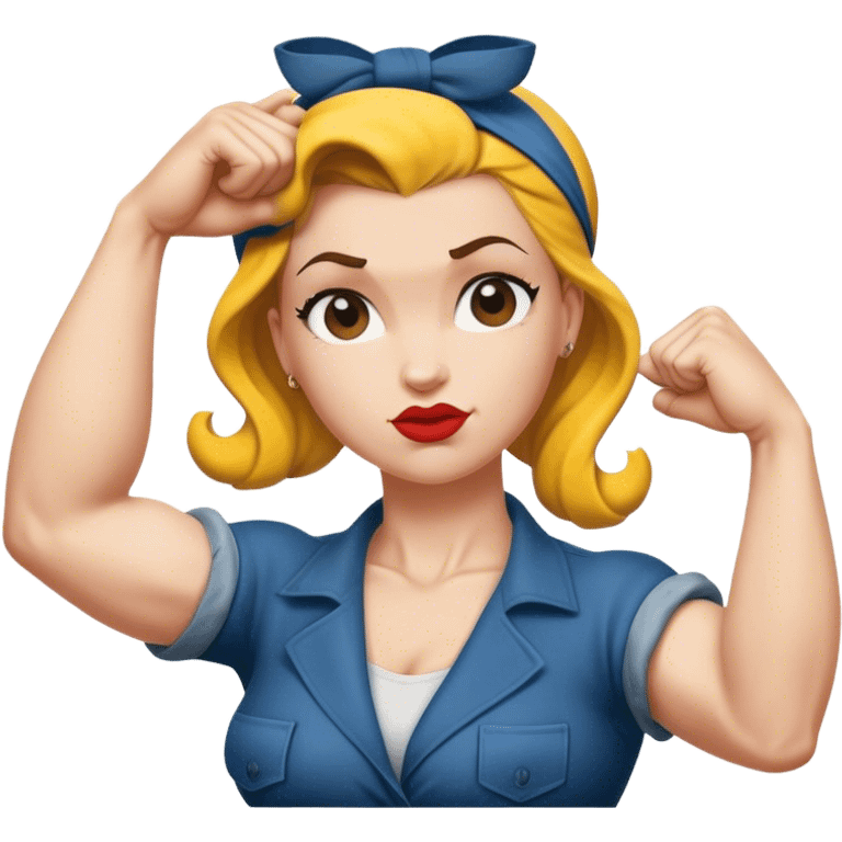 white skin Rosie the Riveter shows biceps emoji