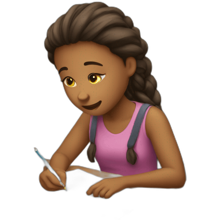 a girl doing  homework emoji