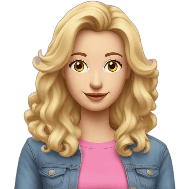 Blonde Mutter mit schulterlangen Haaren blauer Jeans und pinken Pullover kochend  emoji